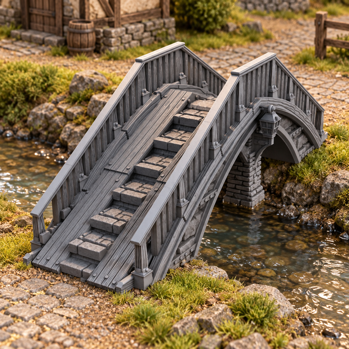 Overpass Bridge 28mm DND Terrain | Tabletop Wargaming Scenery for Warhammer, Frostgrave & RPG | Unpainted 3D Printed