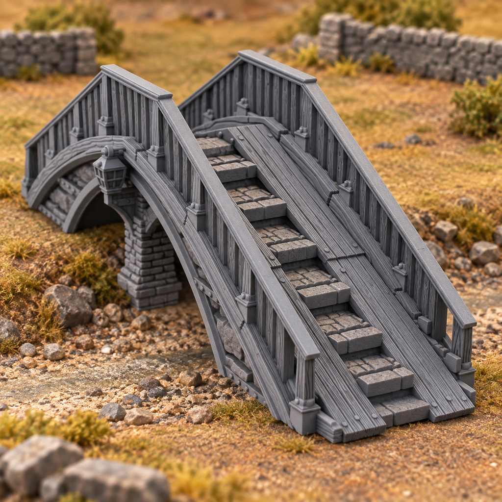 Overpass Bridge 28mm DND Terrain | Tabletop Wargaming Scenery for Warhammer, Frostgrave & RPG | Unpainted 3D Printed