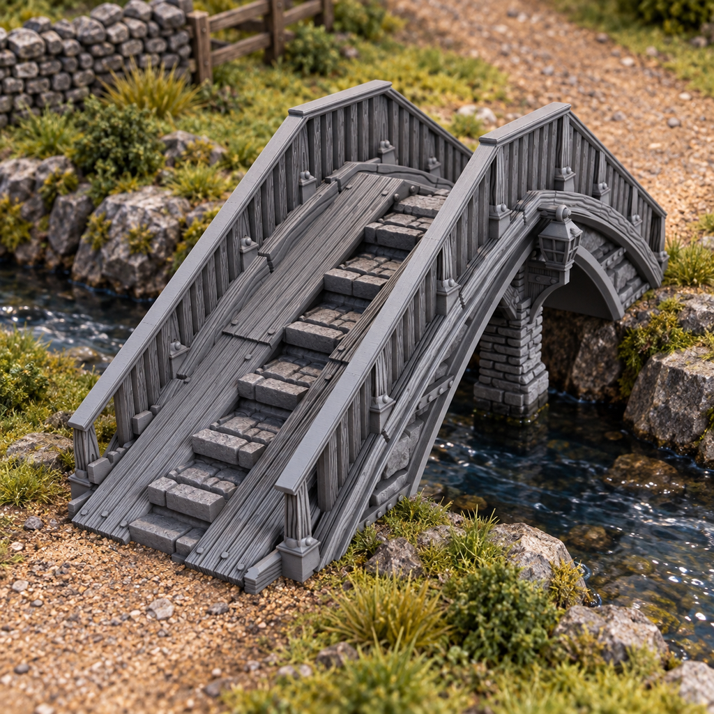 Overpass Bridge 28mm DND Terrain | Tabletop Wargaming Scenery for Warhammer, Frostgrave & RPG | Unpainted 3D Printed