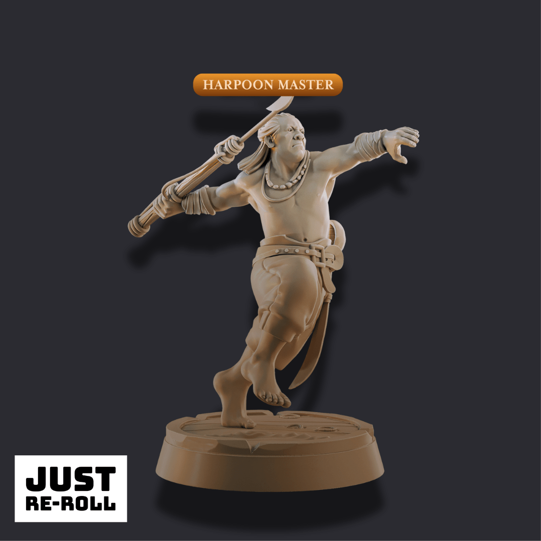 Pirate Harpoon Master – 3D Printed Tabletop Miniature - Just Re - Roll