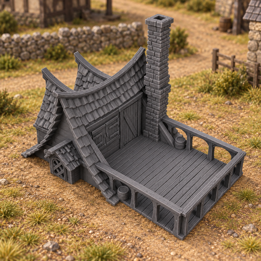 River Masters Hut 28mm DND Terrain | Tabletop Wargaming Scenery for Warhammer, Frostgrave & RPG | Unpainted 3D Printed