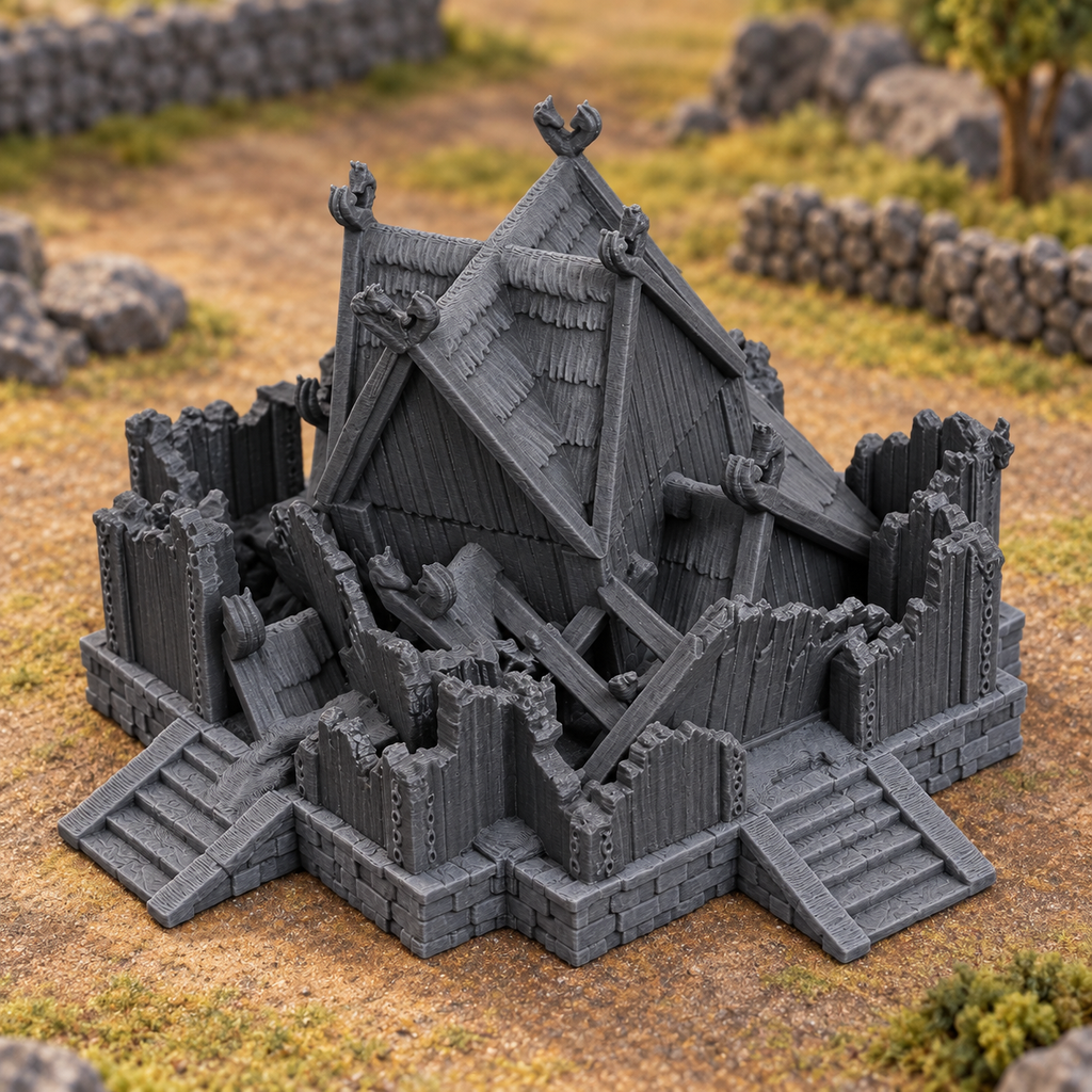 Ruined Barracks - 28mm Tabletop Terrain Piece