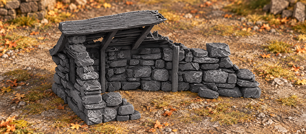 Ruined Medieval House 28mm DND Terrain Set A | Wargaming Scenery for Mordheim, Frostgrave & RPG | Unpainted 3D Printed