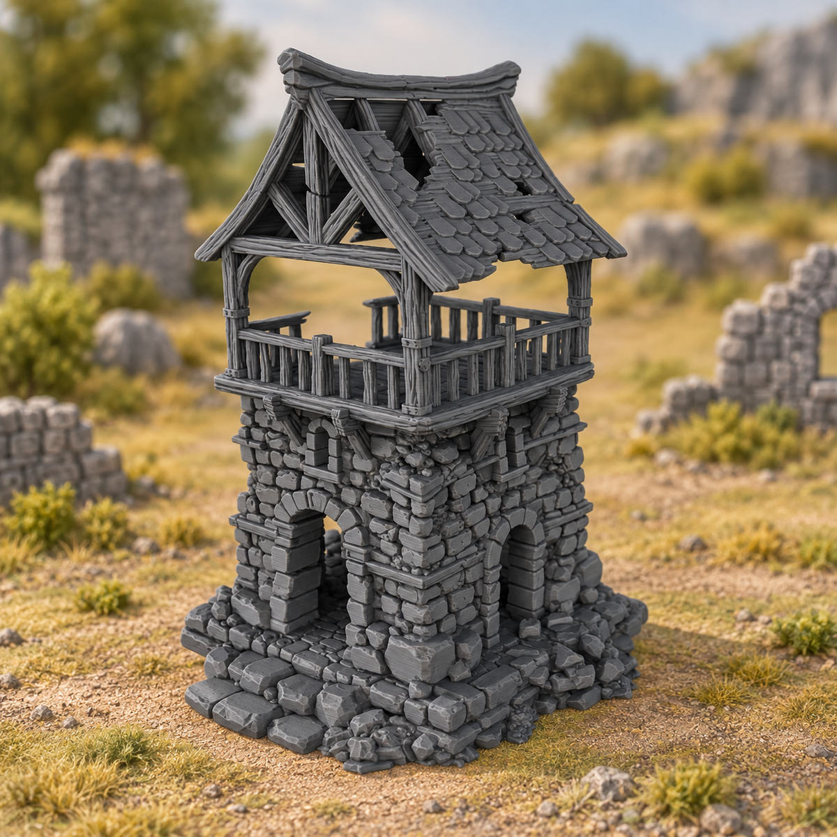Ruined Watchtower - 28mm DND/Wargame/RPG Terrain