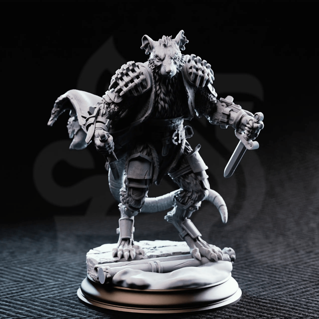 Scabbers Ratfolk Warriors - 3D Printed Monster Miniatures - Just Re - Roll