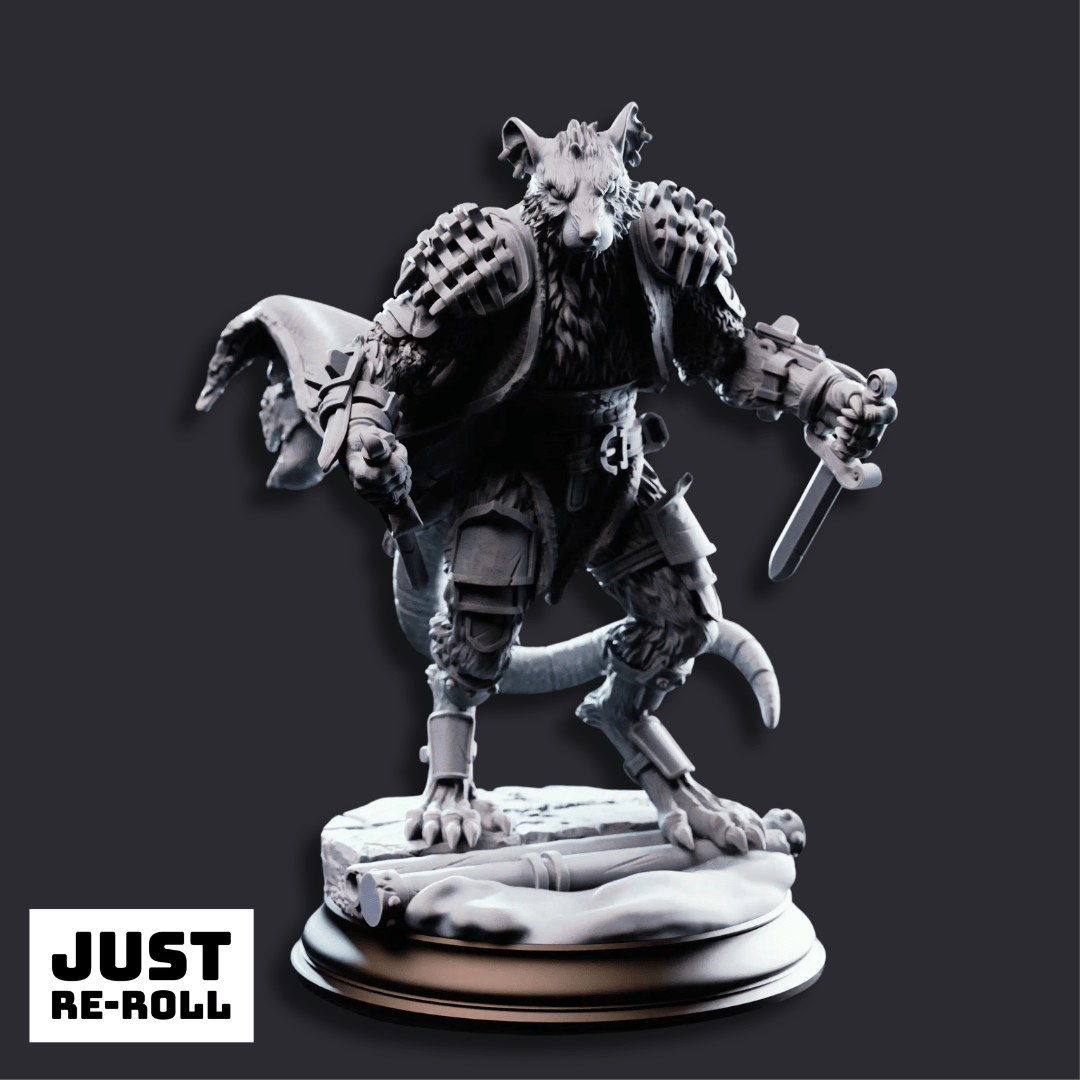 Scabbers Ratfolk Warriors - 3D Printed Monster Miniatures - Just Re - Roll