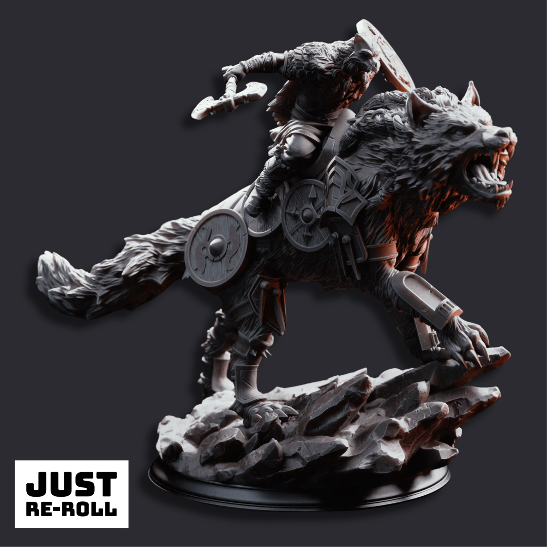 Skjolnir & Haarn The Wolf Knight - 3D Printed Monster Miniature - Just Re-Roll