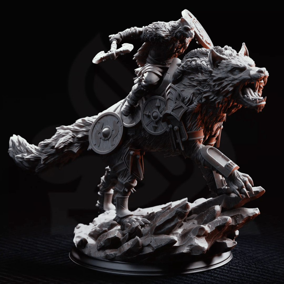 Skjolnir & Haarn The Wolf Knight - 3D Printed Monster Miniature - Just Re-Roll
