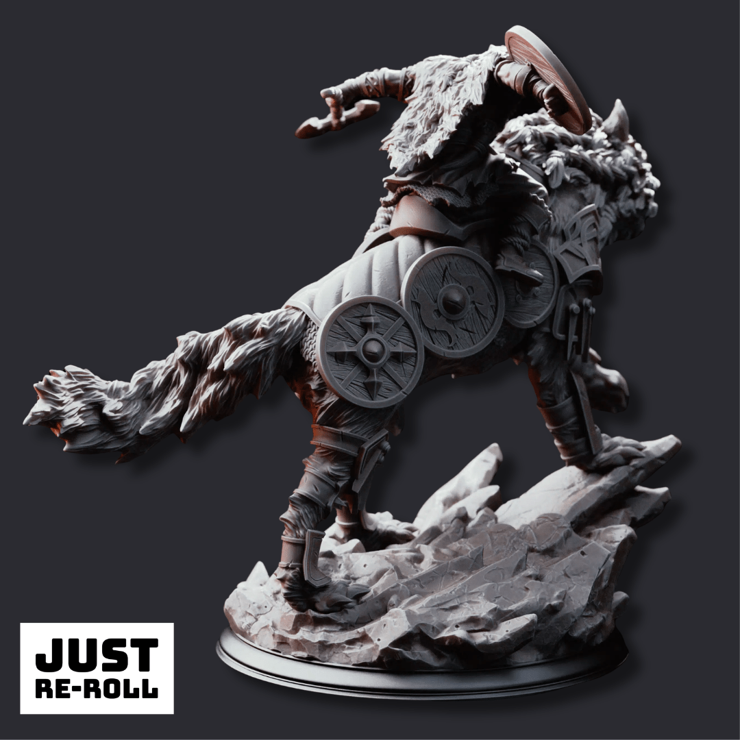 Skjolnir & Haarn The Wolf Knight - 3D Printed Monster Miniature - Just Re-Roll