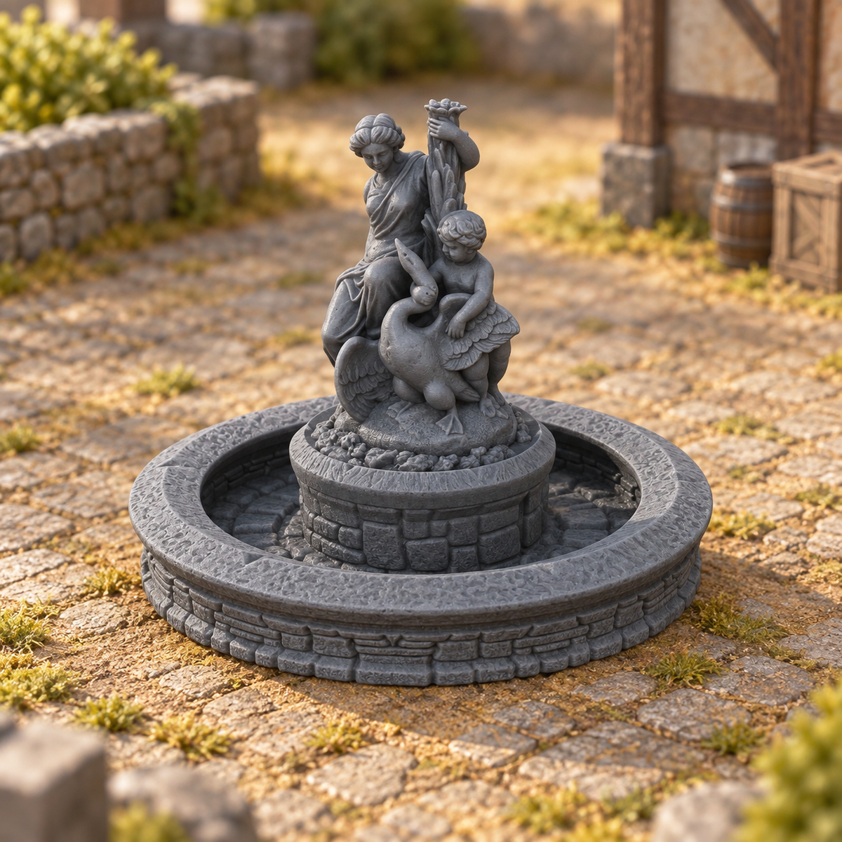 Swan Fountain 28mm DND Scatter Terrain | Tabletop Wargaming Scenery for Warhammer, Frostgrave & RPG | 3D Printed