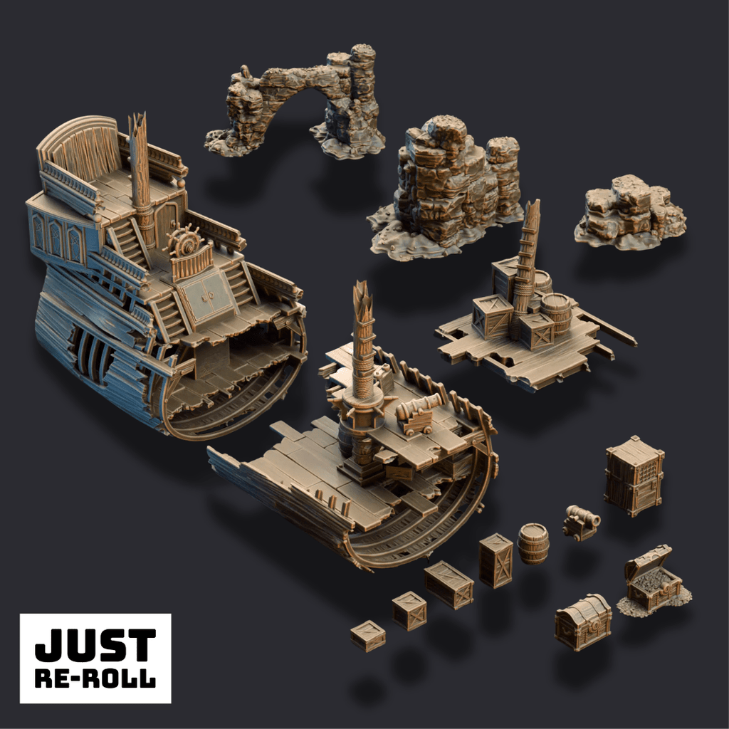 The Damned Galleon - 3D Printed Shipwreck Terrain - Just Re-Roll
