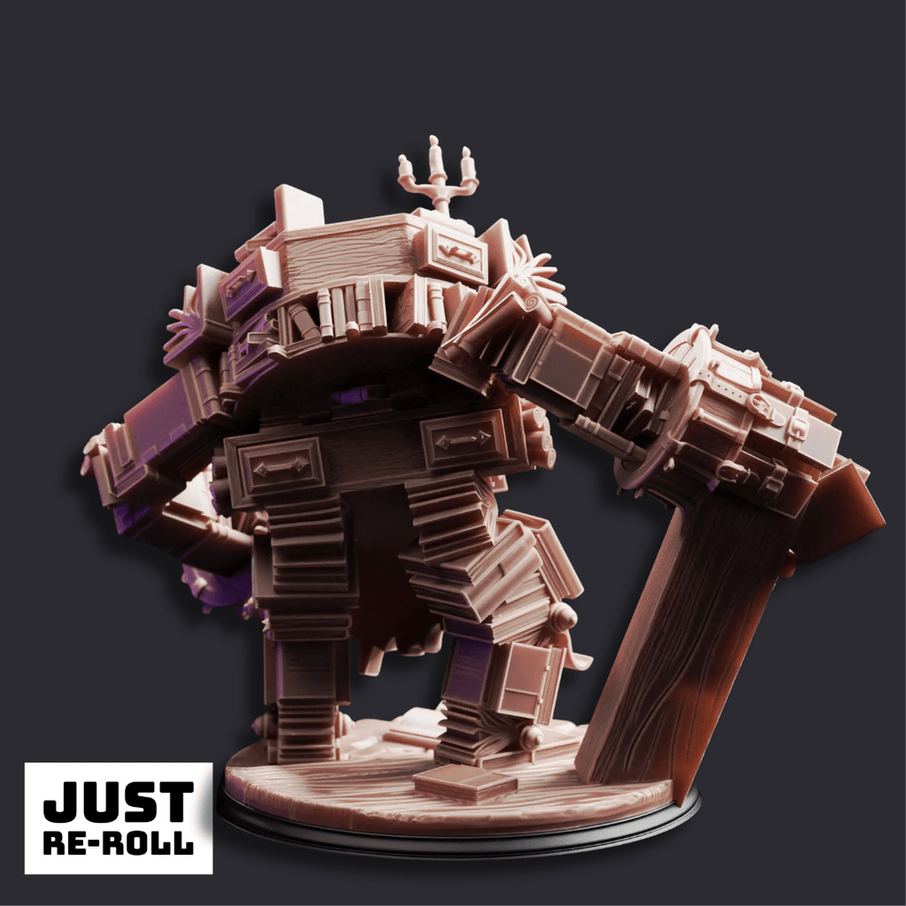 The Forbidden Section Library Golem - 3D Printed Monster Miniature - Just Re-Roll