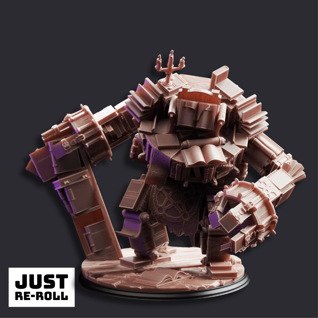 The Forbidden Section Library Golem - 3D Printed Monster Miniature - Just Re-Roll
