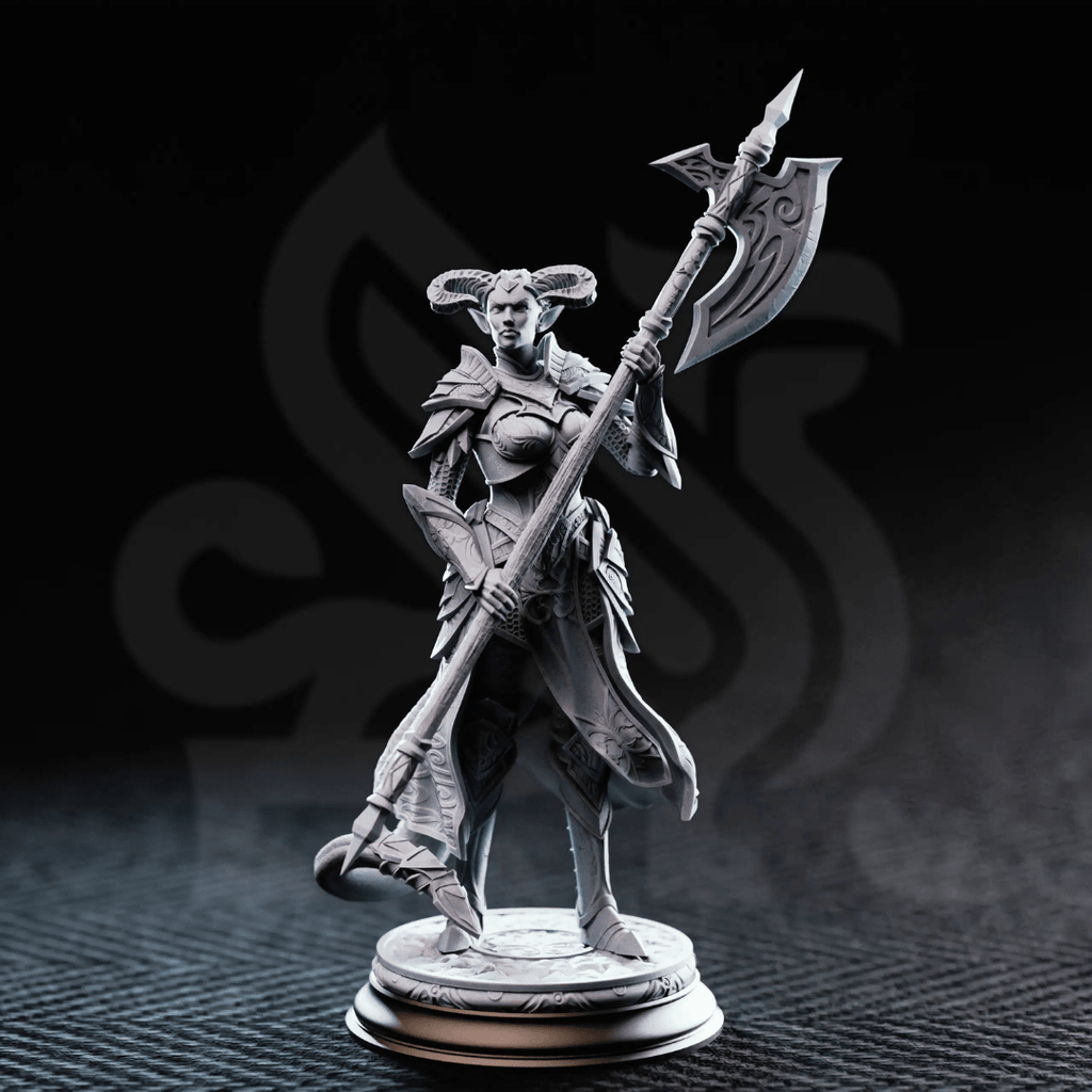 The Matriarch Tiefling Noblewoman - 3D Printed Fighter Character Miniature - Just Re - Roll