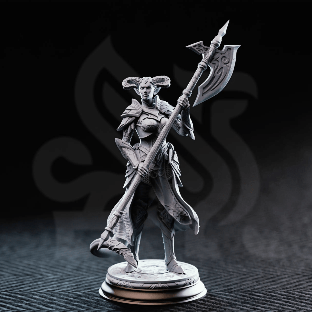The Matriarch Tiefling Noblewoman - 3D Printed Fighter Character Miniature - Just Re - Roll