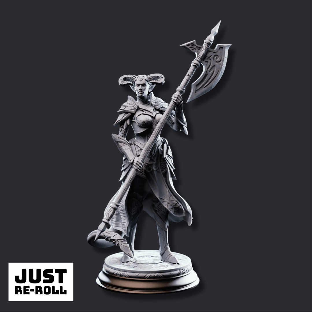 The Matriarch Tiefling Noblewoman - 3D Printed Fighter Character Miniature - Just Re - Roll