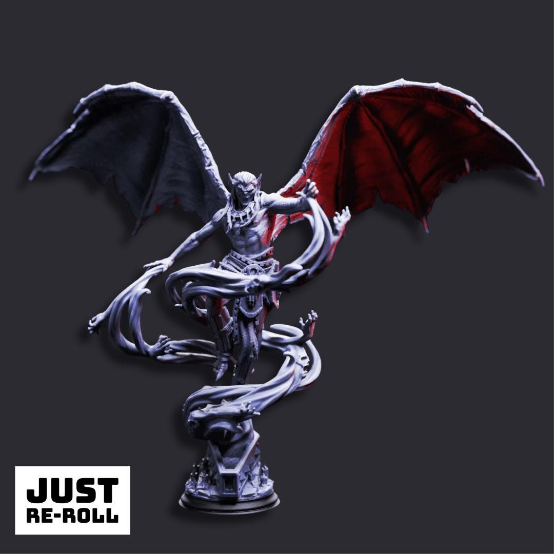Theldranax the Ancient Elder Vampire - 3D Printed Monster Miniature - Just Re - Roll