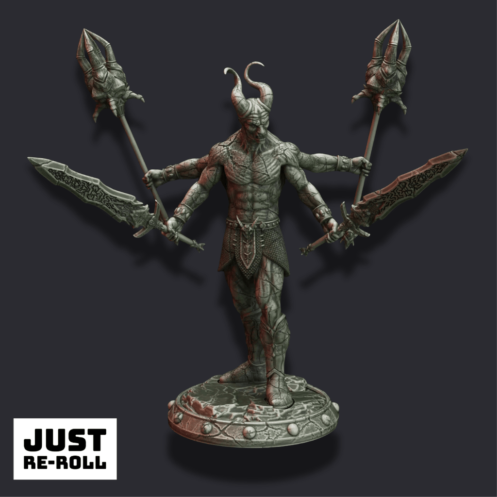 Tiranite – Obsidian Demon - 3D Printed Monster Miniature - Just Re-Roll