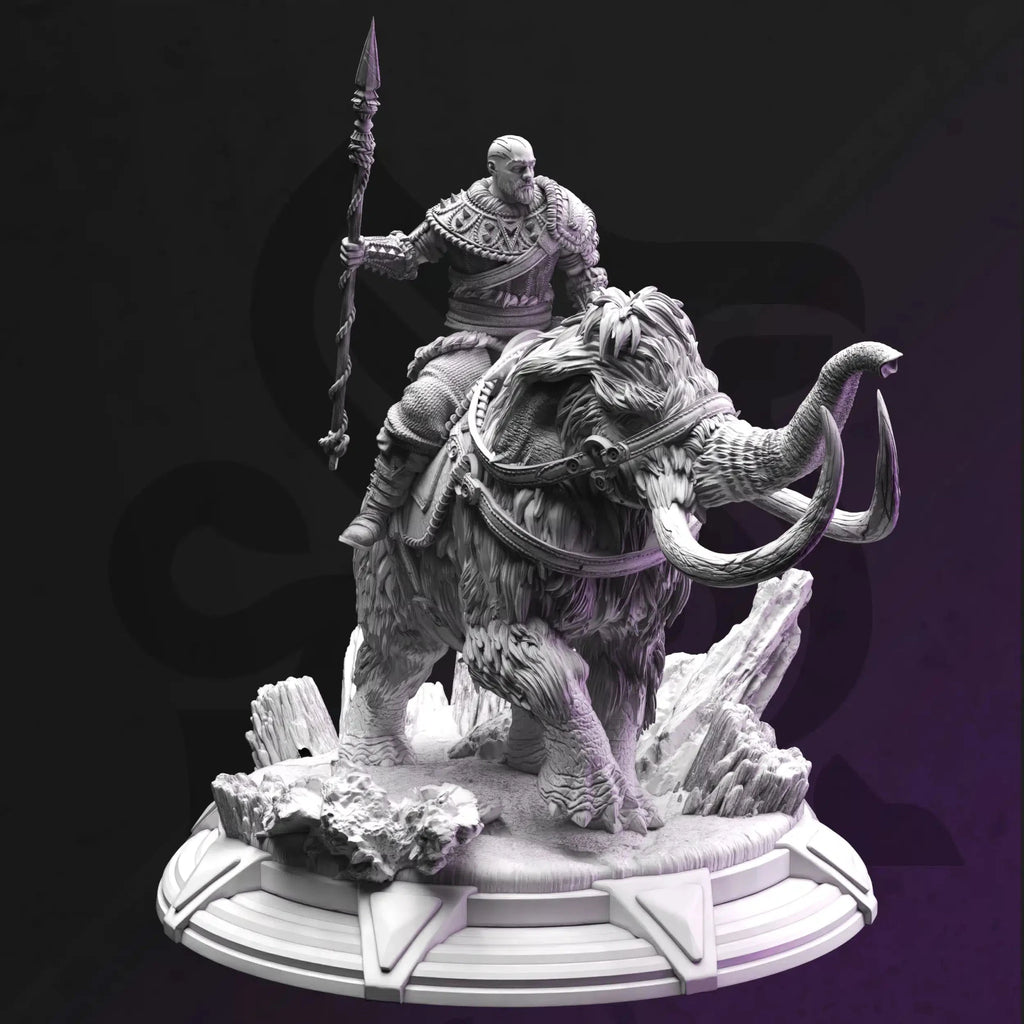 Touches-The-Sky – Mammoth Rider - 3D Printed Barbarian Miniature - Just Re-Roll