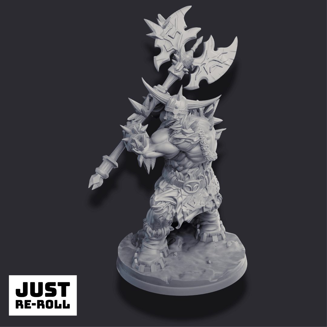 Ugrog the Frostlands Barbarian – 3D Printed Fantasy Miniature - Just Re - Roll