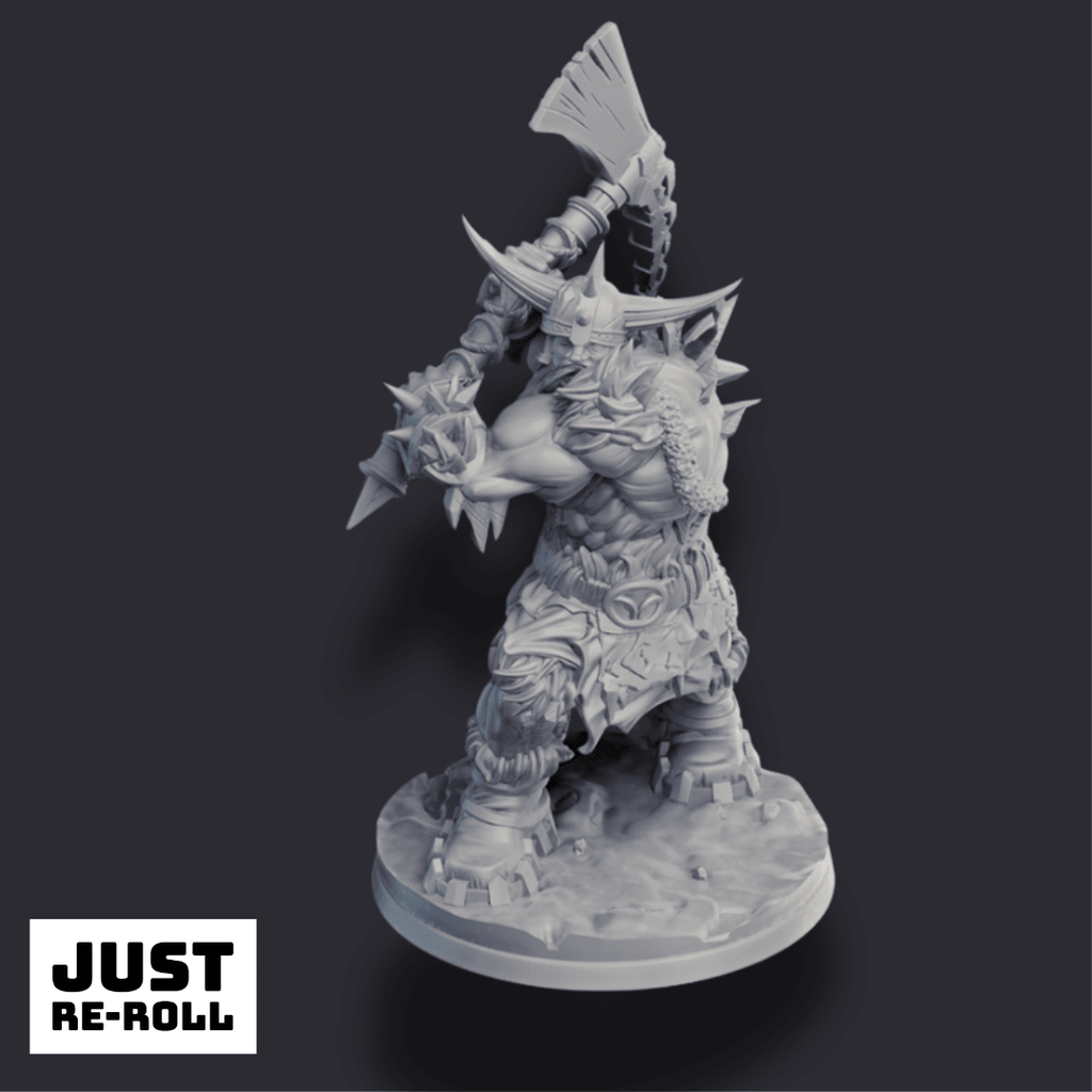 Ugrog the Frostlands Barbarian – 3D Printed Fantasy Miniature - Just Re - Roll