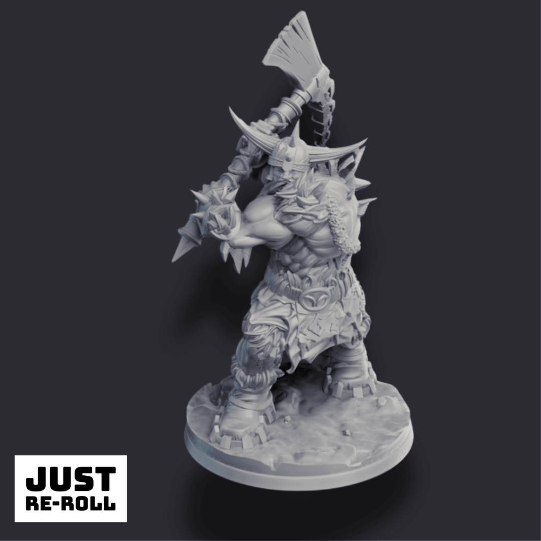Ugrog the Frostlands Barbarian – 3D Printed Fantasy Miniature - Just Re - Roll