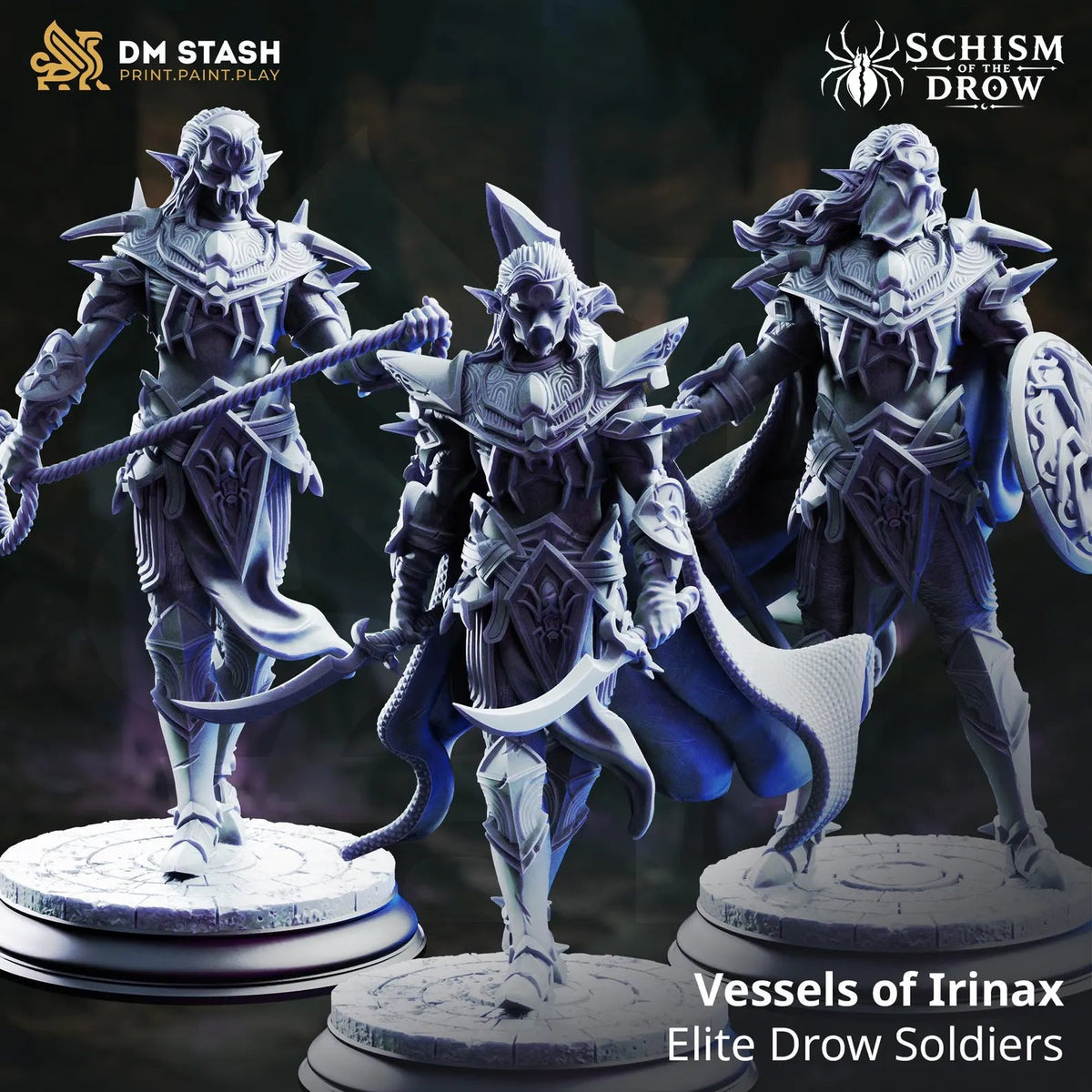 Vessels of Irinax – Elite Drow Soldiers - 3D Printed Fighter Miniature - Just Re-Roll