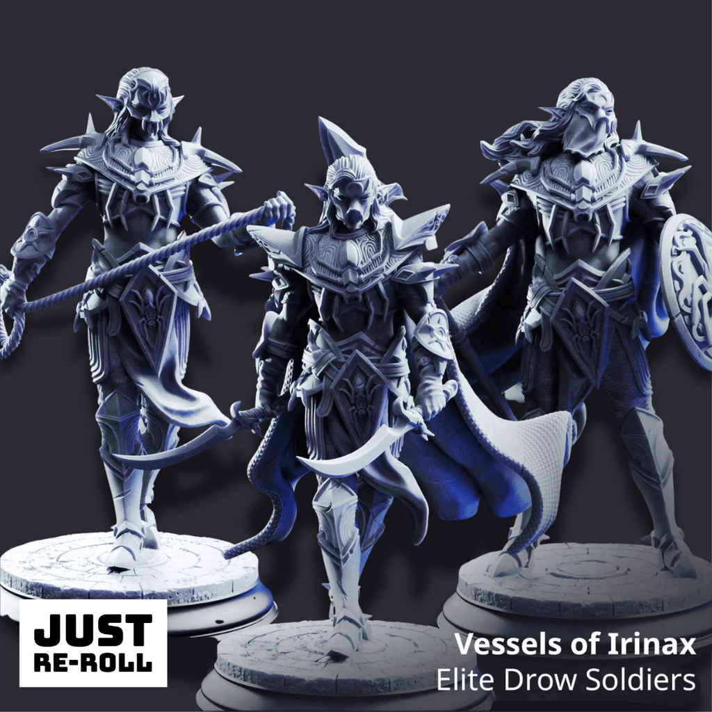 Vessels of Irinax – Elite Drow Soldiers - 3D Printed Fighter Miniature - Just Re-Roll
