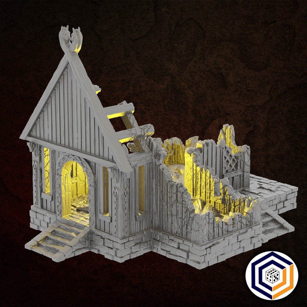 Villagers House Ruin - 28mm Tabletop Terrain