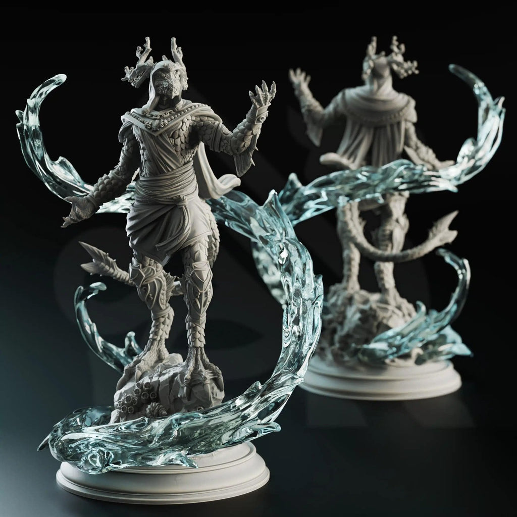 Voskathar Dragonborn of the Tides - 3D Printed Sorcerer Character Miniature - Just Re-Roll