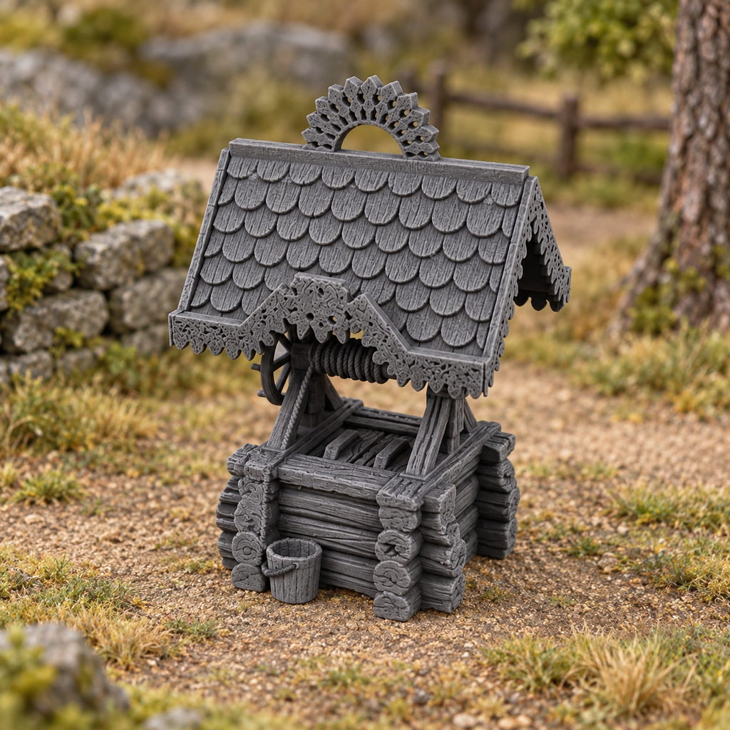 Water Well 28mm DND Terrain | Tabletop Wargaming Scatter Scenery for Warhammer, Frostgrave & RPG | Unpainted 3D Printed