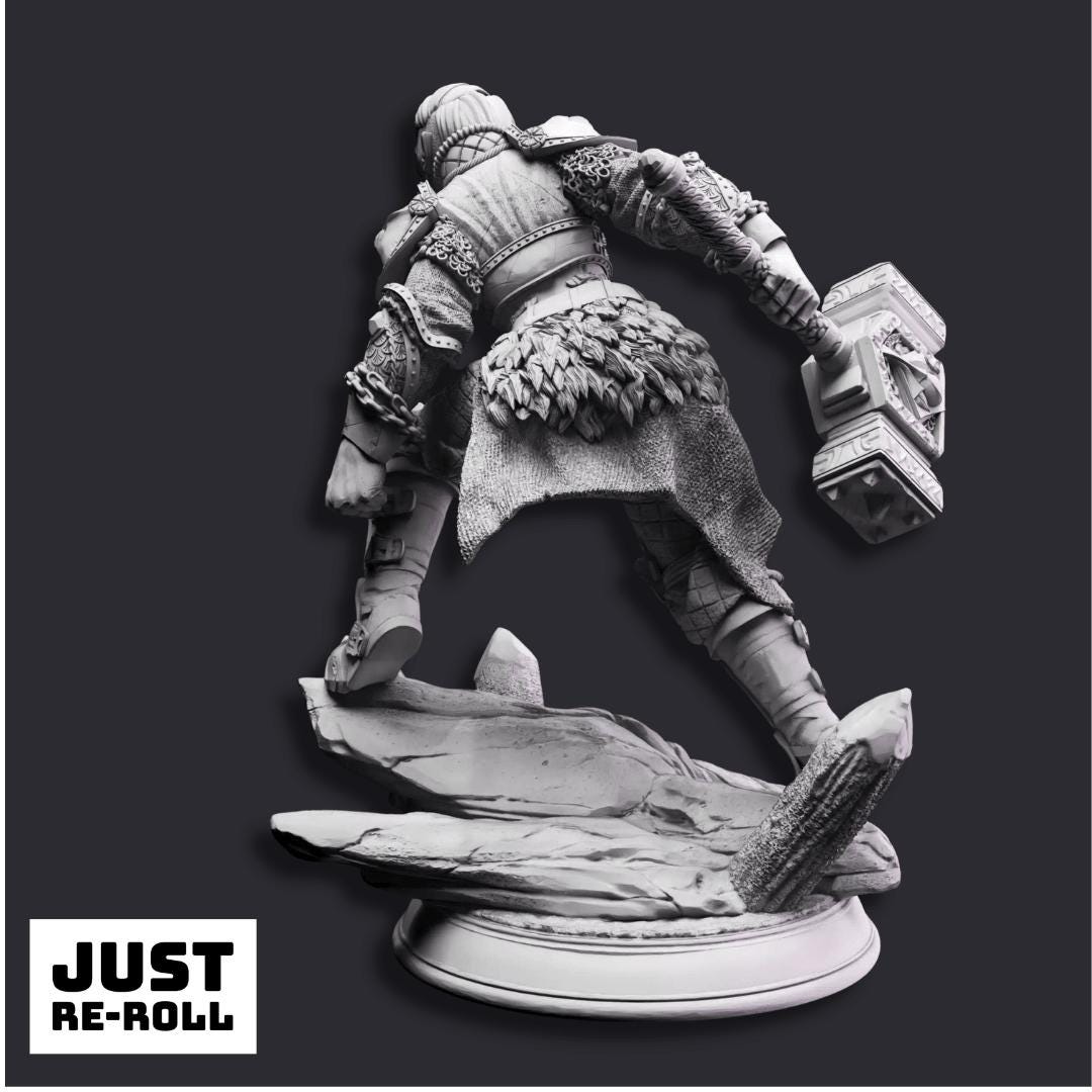 Yrinsel Avatar of War - 3D Printed Fighter Character Miniature - Just Re - Roll